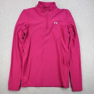 Under Armour Women's Small ColdGear Pink 1/4 Zip Pullover Athletic Base Layer